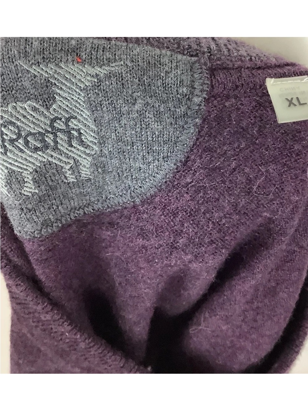 Raffi Womens Sz XL 100% Extra Fine Merino Wool Pullover Sweater Purple - Picture 4 of 6